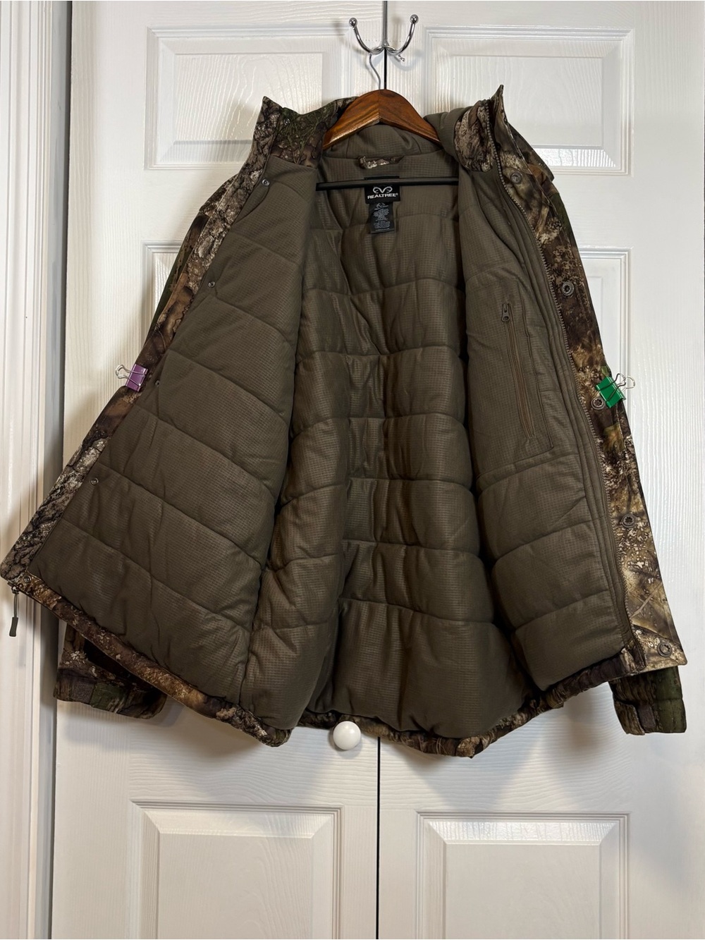 Realtree APX Insulated Hooded Camo Hunting Jacket Woodland Relaxed Fit L - Picture 6 of 8